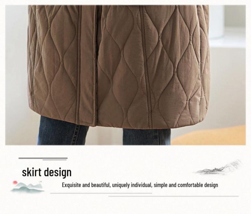 Женская флисовая хлопковая куртка большого размера средней длины, стеганое теплое стильное пальто для мамы среднего возраста