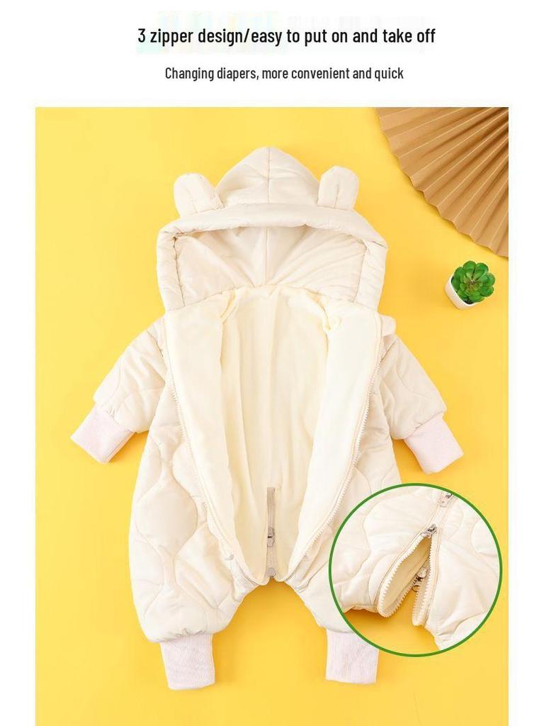 Warm Fleece-Lined Hooded Winter Suit for Infants & Toddlers