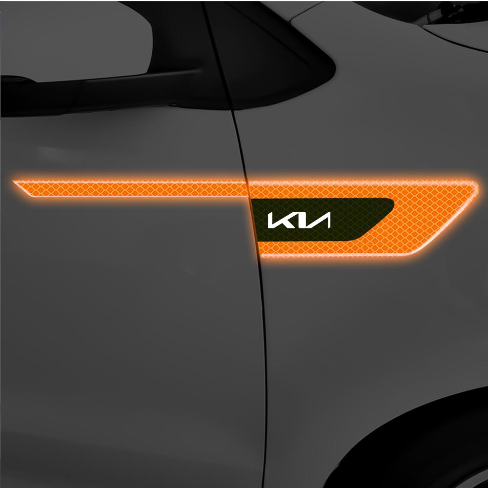AABIW1 2pcs Car Side Fender Reflective Safety Strip Stickers Auto Warning Reflector Tape For Kia Rio Sportage Cerato Soul Sorento Ceed