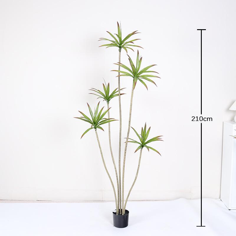 Second-Generation Tropical Faux Plant: High-End Indoor Potted Decoration with Thousand-Year Wood