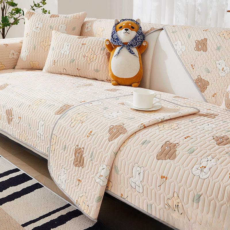 Sofa Cushion Summer Mat Ice Silk Non-Slip Fresh Living Room Combination Sofa Cover All-Inclusive Summer Style Full Covered