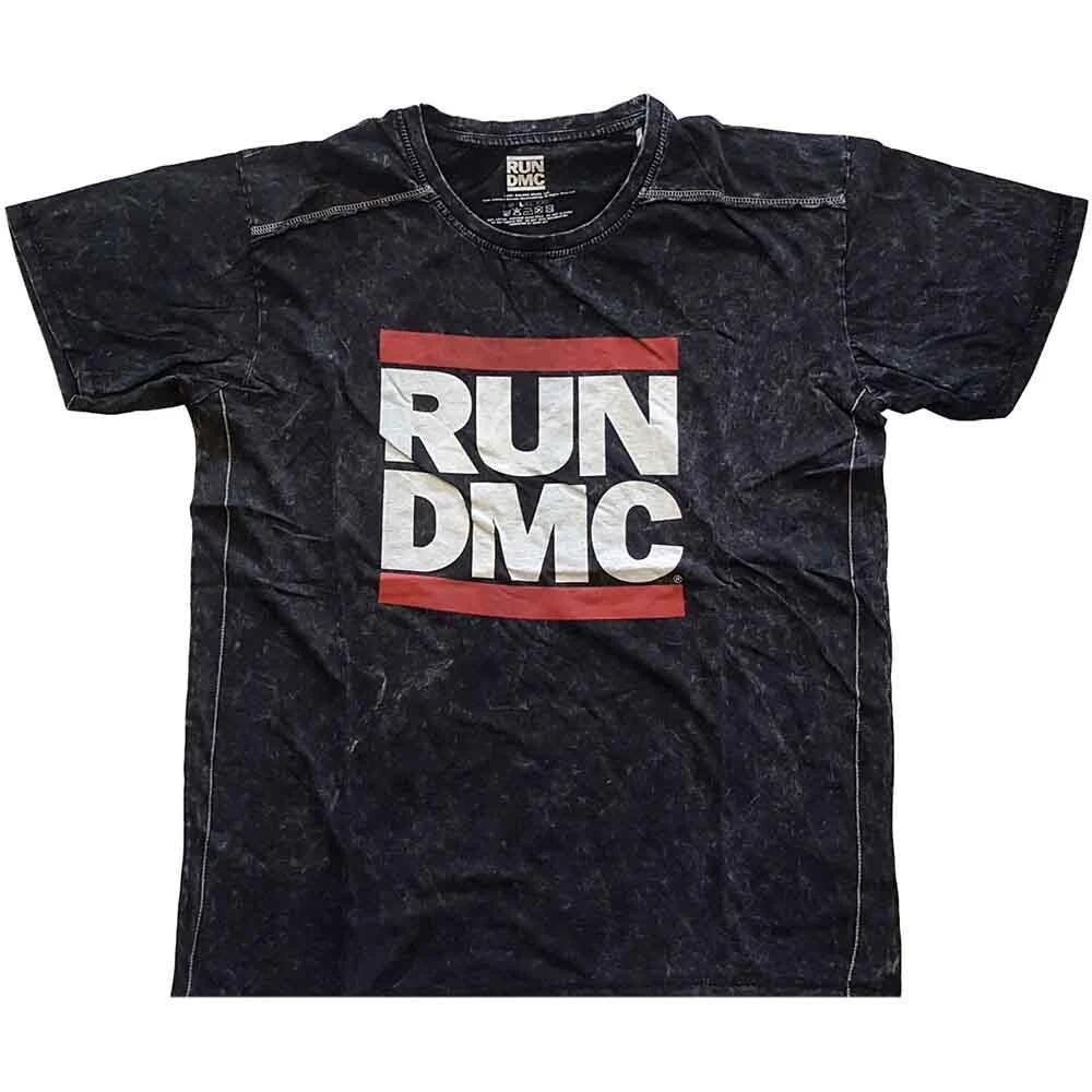 Run DMC 'Logo' Black Snow Wash T shirt - NEW