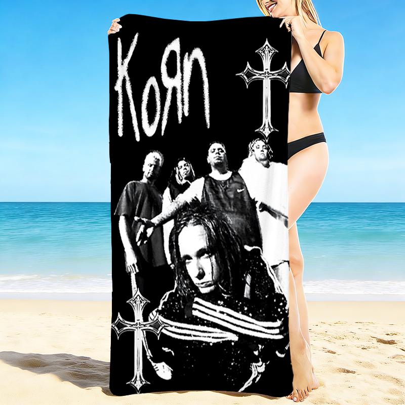 1Pc Korn Band Cross Symbol Beach Towel, Quick Dry, Multi-Use for Beach Pool Gym Yoga Home Travel, Christmas, Halloween, Xmas Gift M928385