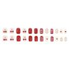 24Pcs Polka Dot Heart Check Cherry Short Square False Nails With Jelly Adhesive Detachable Full Cover Press On Artificial Nails