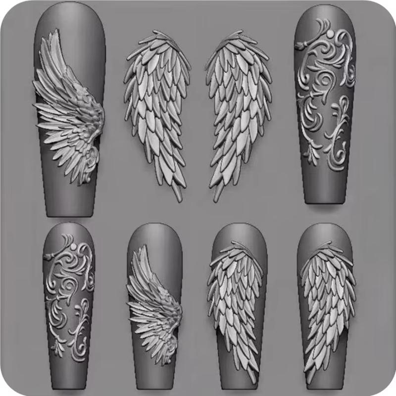 1 Piece Kawaii Butterfly Wing Silicone Nails Mold Reusable Templates Stamping 3D DIY Design Nail Art Parts Decorations Tools
