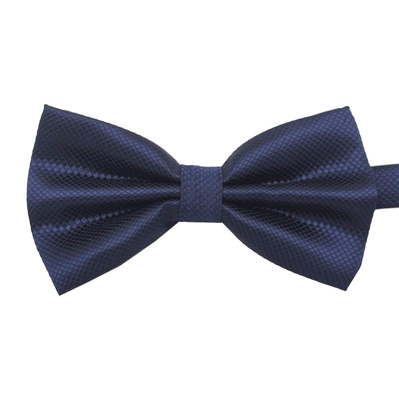 Men's Solid Black Double Layer Bow Tie - British Cube Grid, 27 Colors Available for Formal Events and Weddings.