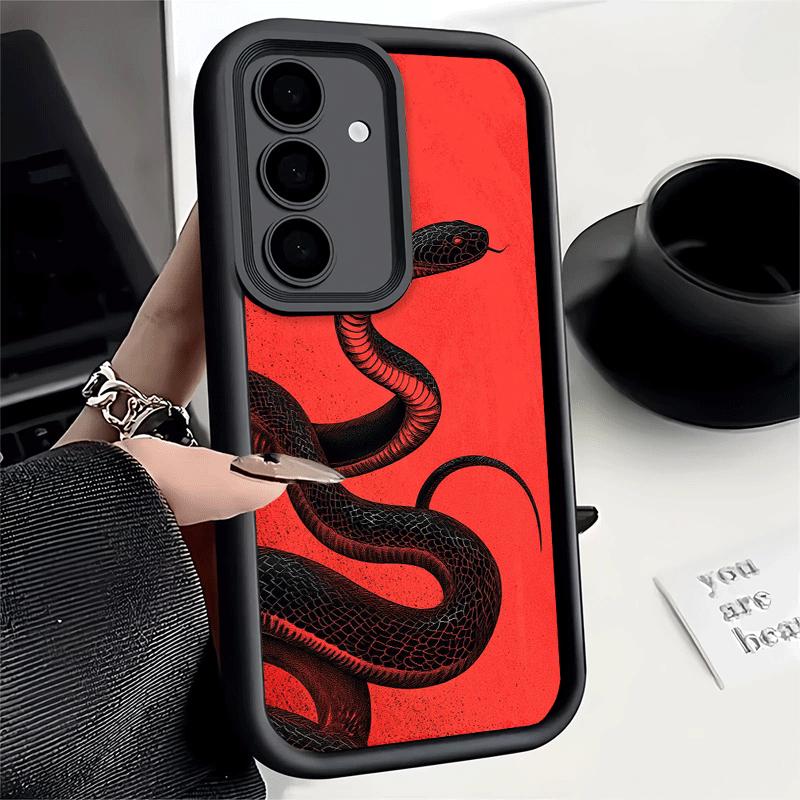 Чехол для телефона Samsung Galaxy S26 S25 Ultra S24 FE Черный Змеиный Рисунок Мягкий Силикон Funda S23 Plus S22 + S21 S20 5G
