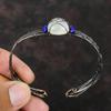 Браслет-манжета из радужного лунного камня Браслет из бусин лазурита Медная проволока, обернутая в бижутерию Регулируемый браслет ручной работы Браслет с драгоценными камнями