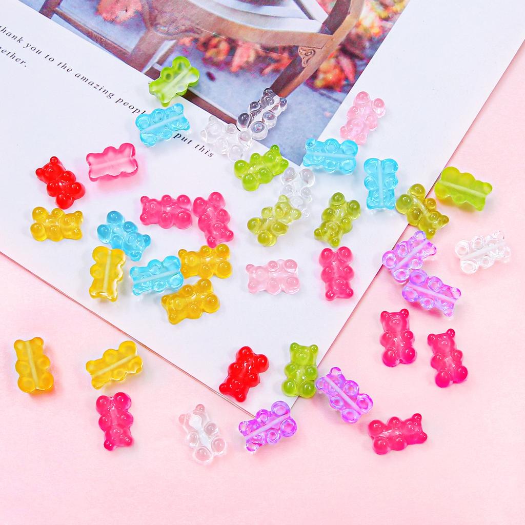 1000Pcs Resin Candy Bear Charms Beads for DIY Necklace Bracelet Earrings Jewelry Making