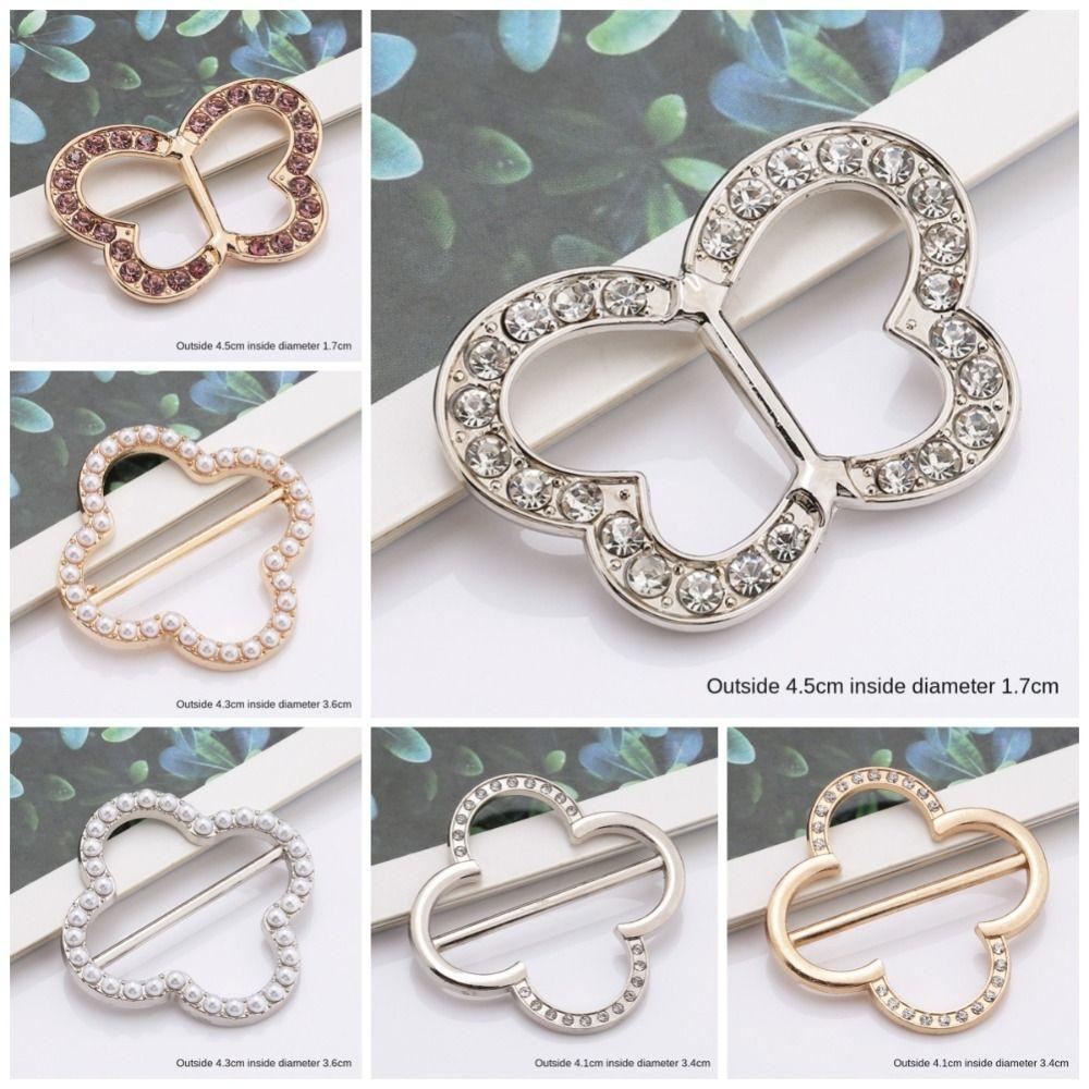 Rhinestone Tie Clips Pearl Shirt Clip Buckle Fashion Shirt Clip  for Women Lady