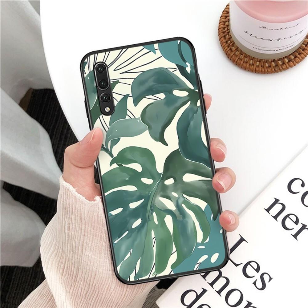 Monstera Green Leaves Phone Case For Huawei P 8 9 10 20 30 40 50 Pro Lite Psmart Honor 10 Lite 70 Mate 20lite