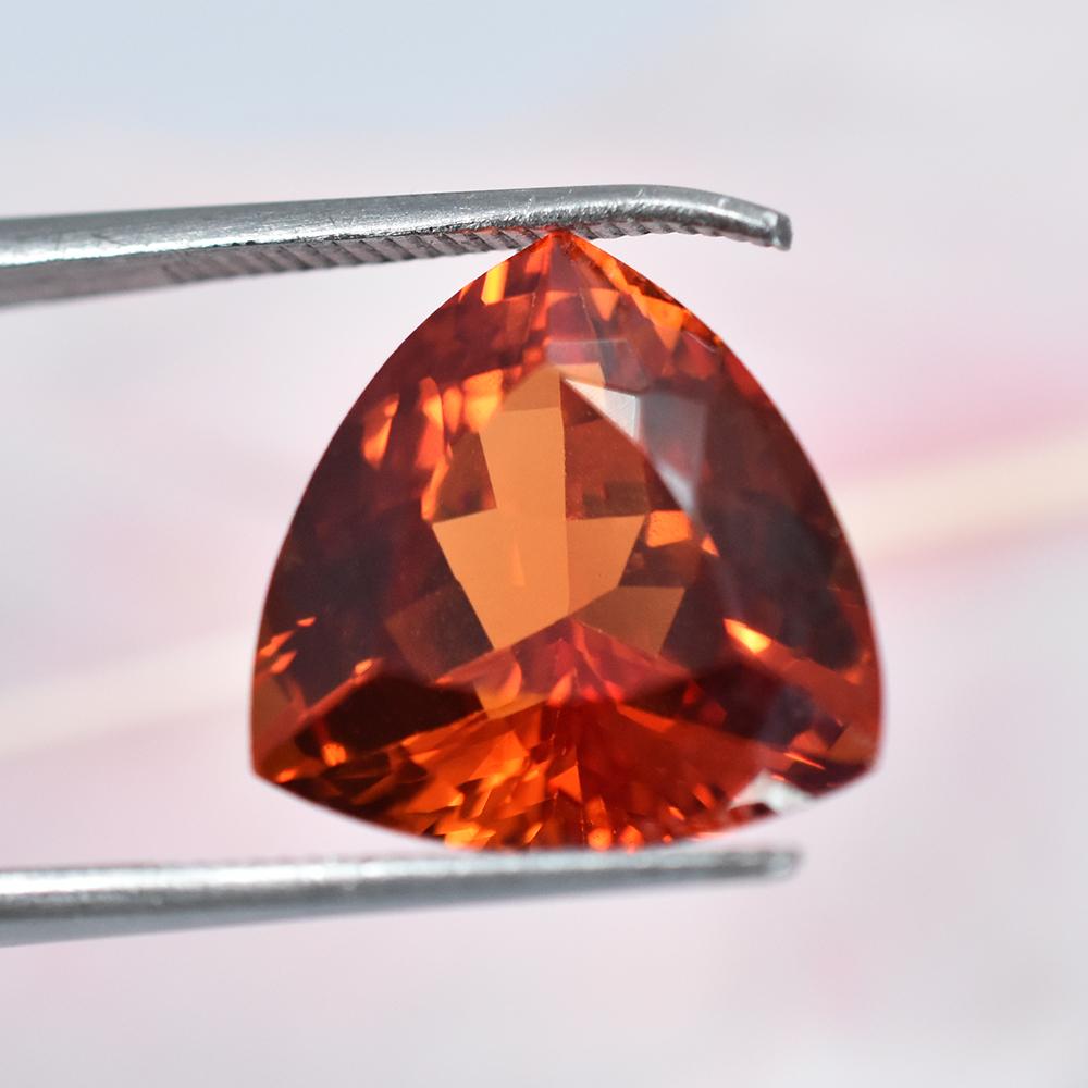 Natural Orange Sapphire Loose Gemstone 10.65 ct Trillion Cut September Birthstone for Jewelry Making