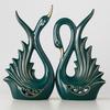 Современная элитная керамическая фигурка в виде пары лебедей | Красивый декор для дома - 2 шт., темно-зеленый, средний