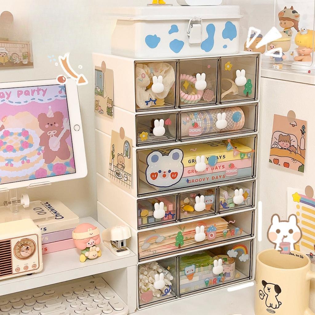 Милый ящик для хранения на рабочем столе, студенческий стол, прозрачная полка, косметика, канцелярские принадлежности