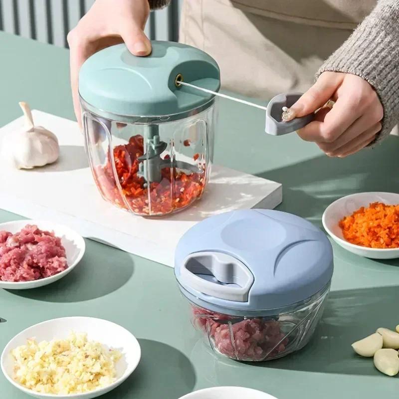 500/900ML Kitchen Cooking Accessories Mashed Vegetable Onion Chopper Manual Meat Grinder Garlic Mincer Juicer