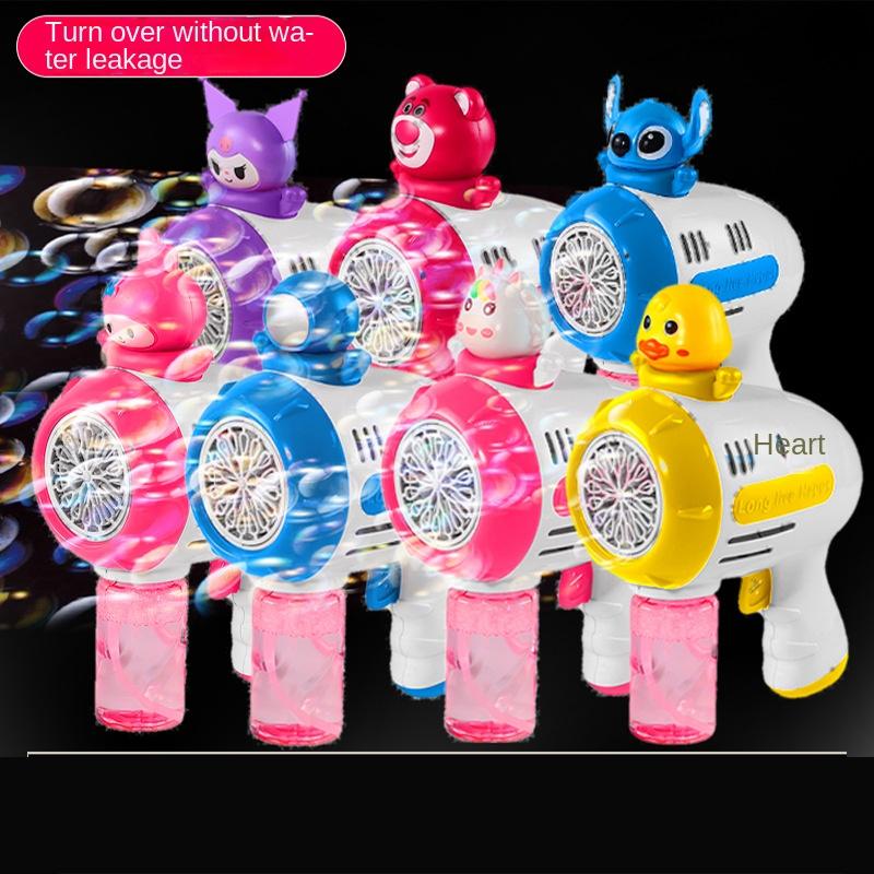 Стич Электрический Пузырьковый Пистолет Детская Игрушка Машина для Пузырей Автоматический Мыльный Пузырь С Подсветкой Игры на Открытом Воздухе Подарок для Мальчиков и Девочек