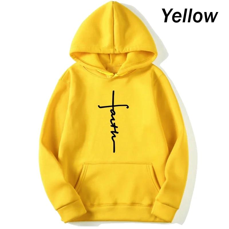 Unisex Cool Faith Print Hoodie Sweatshirt Women Fleece Hoodie Fashion Sports Hoodie Crew Neck Hoodie Sweatshirt
