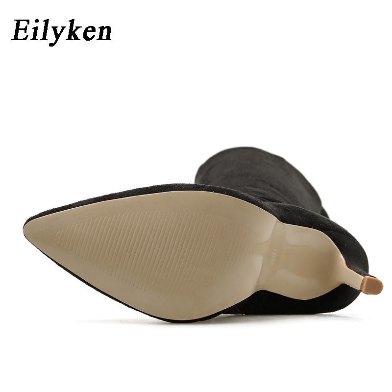 Модные Eilyken Сексуальные Модные Туфли-Сапоги Выше Колена Женские Красные На Молнии На Высоком Каблуке Зимние Стриптиз Мотоцикл Длинные Botas