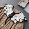 Elegant Knitted Fake Collar Women Detachable Collars Tie White Neckline Neckband Lolita Doll Ruffles Fake Collar Shoulder Wrap