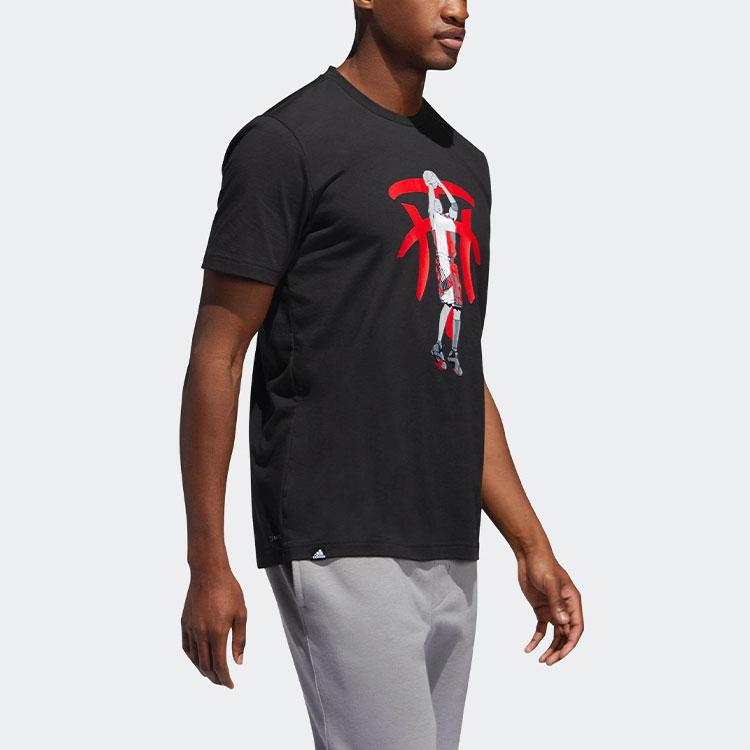 Adidas McGrady Баскетбольная спортивная футболка с короткими рукавами с круглым вырезом и принтом, мужские топы, черный DU6437