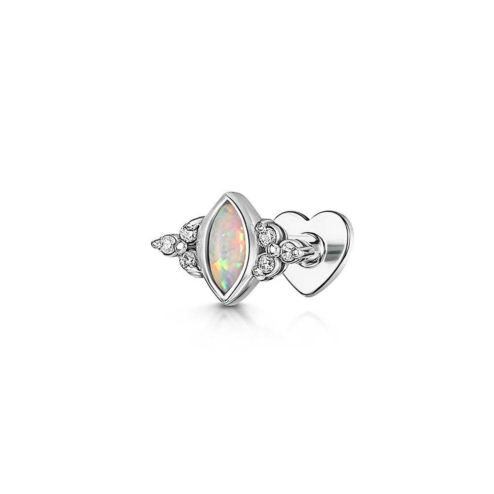 925 Sterling Silver Zircon Stud Earrings 1PC Eight pointed star Women 18K Gold/Silver Heart Flat back piercing Jewelry Gift