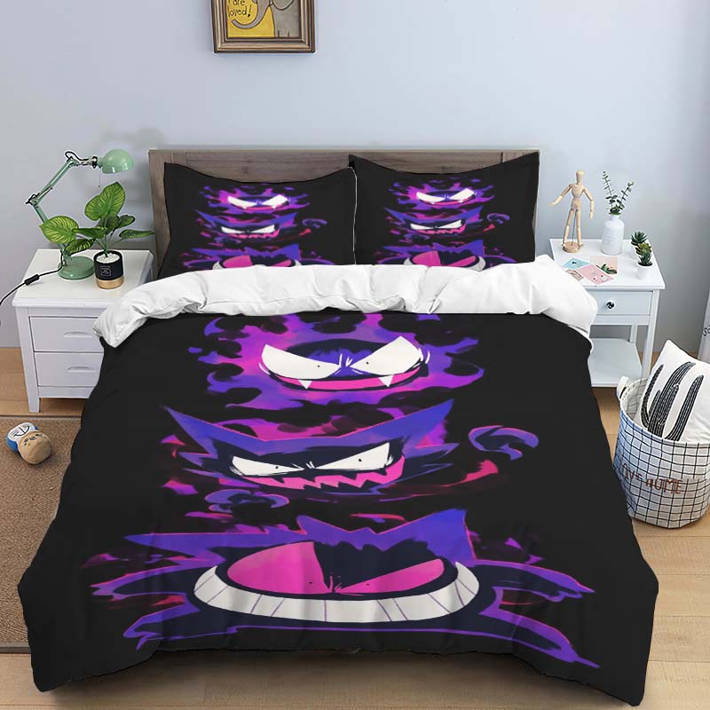 This adorable Gengar cartoon bedding set—including a duvet cover and pillowcases—is the perfect choice for decorating your bedro