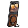 SUTENI G3 For Samsung Galaxy Z Flip7 FE 5G/Z Flip6 5G Case Compatible with MagSafe Waxy Texture Rotating Kickstand Leather Phone Back Cover