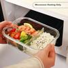 Heat-Resistant Glass Food Storage Containers Microwave Lunch Box for Office Workers with 3 Compartments 1000ml + 400ml Round + Bag + Cutlery Set