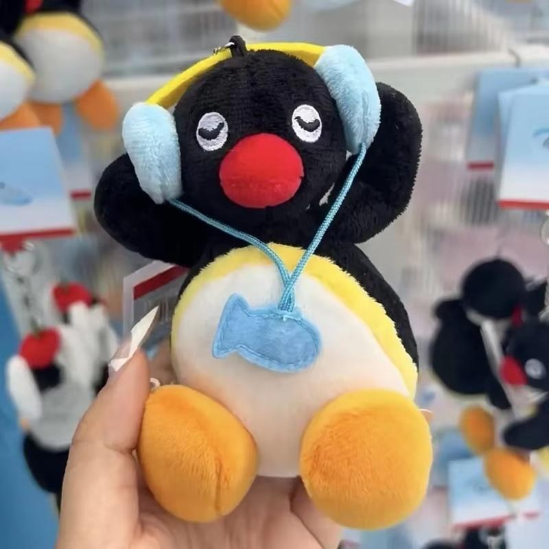 Penguin Plush Keychain Toy Cute Headphone Wearing Stuffed Doll Funny Cartoon Bag Pendant Backpack Purse Decor Surprise Gift