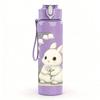 1PC White Lily And Cute Rabbit 750ml Color Plastic Sports Water Bottle Leakproof Flip Straw Lid Suitable for Sports Office Home Use