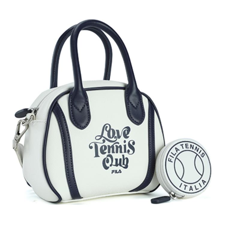 FILA Fashion Casual Versatile PU Composite Leather Shoulder Crossbody Bag Mini Women bags Cloud-Mushroom-White F13W429162FWT
