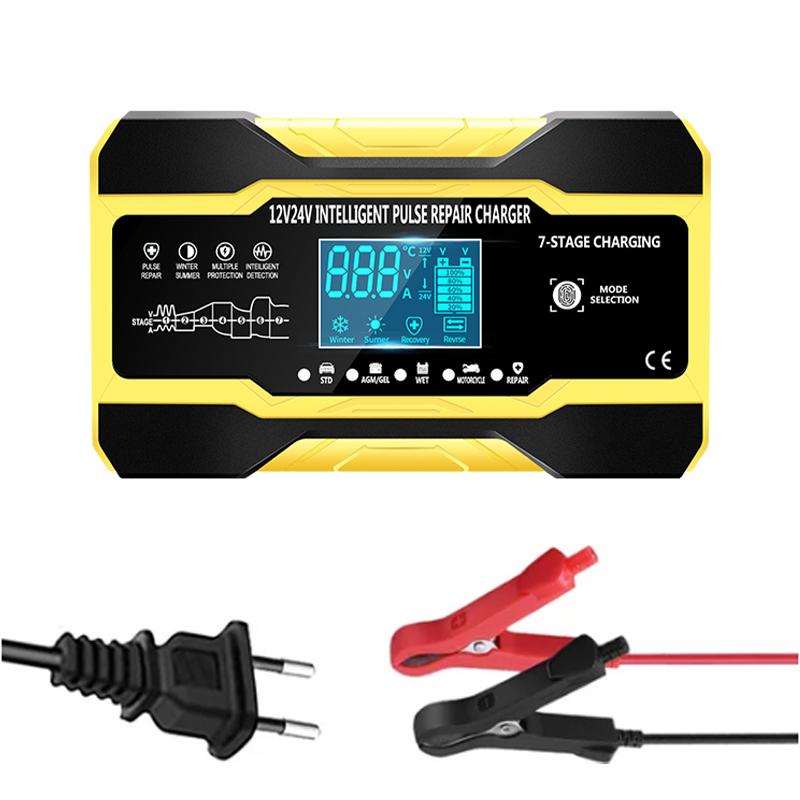 12 В 10 А/24 В 5 А автомобильный аккумулятор быстрое зарядное устройство многофункциональное новое полностью автоматическое интеллектуальное импульсное ремонтное устройство с ЖК-экраном