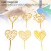 6Pcs Cake Topper Decorations Gold Heart Shaped for Cupcake Birthday Party Celebration Wedding Anniversary