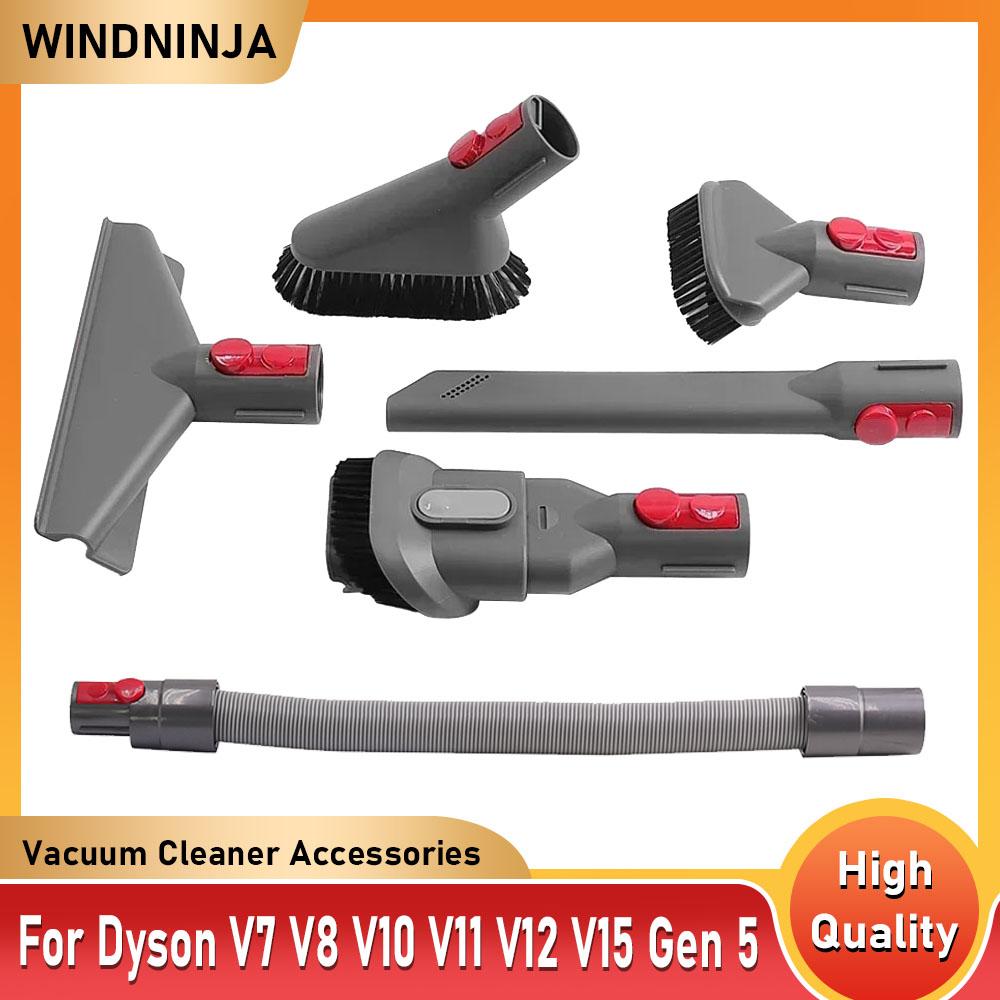 Насадка-щетка для пылесоса, плоская всасывающая головка для Dyson V7 V8 V10 V11 V12 V15, насадка для матраса, круглая щетка, мягкая щетка, запчасти