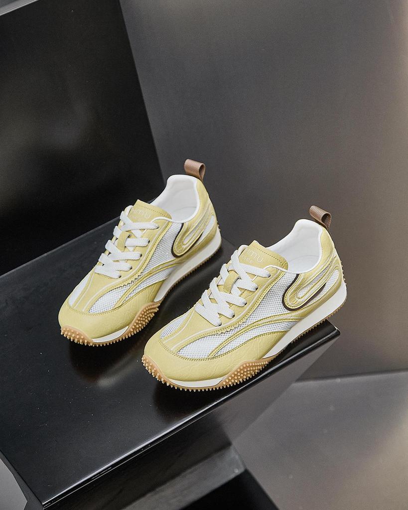 Ретро кроссовки на плоской подошве немецкие женские 2025 новые трендовые весенне-осенние дышащие нишевые желтые повседневные универсальные спортивные кроссовки Форрест Гамп