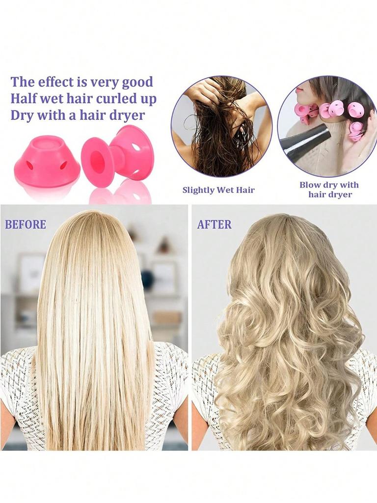 10/20Pcs Silicone Heatless Hair Rollers Reusable Curlers for Women DIY No-Heat Curling Set Salon Home Hair Styling Tools