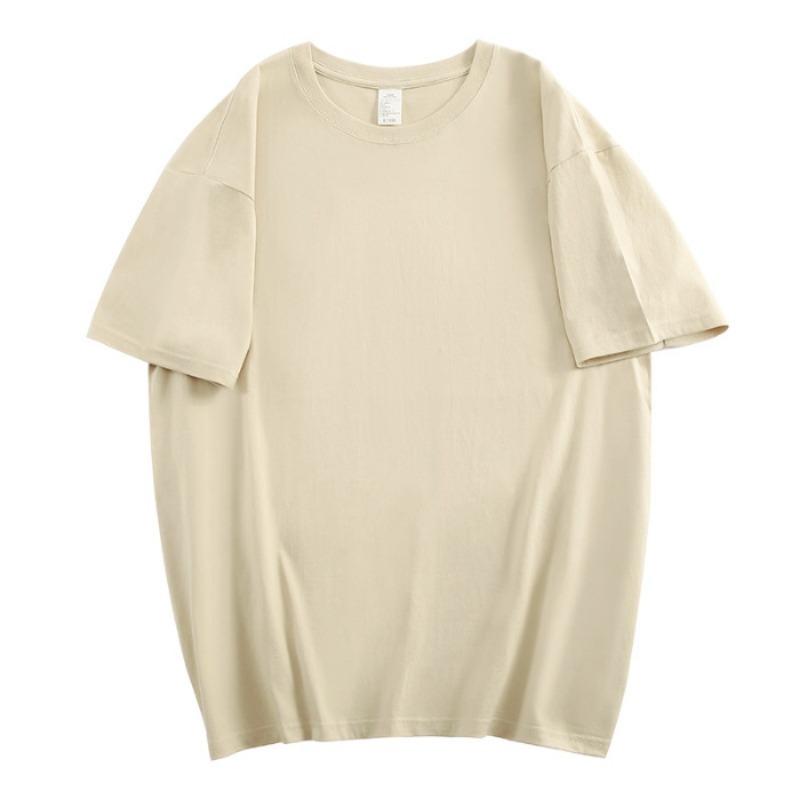 Pure Cotton Sewn Off-the-shoulder Short-sleeved T-shirt for Women's Couple Class Uniforms