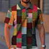 Vintage Colorful Grid 3D Printed POLO Shirt Men's Casual Gentleman Short-sleeved Top Outdoor Casual Men's and Women's Polo Shirt