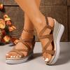 Модные женские сандалии на танкетке, летняя повседневная обувь на платформе с открытым носком, женские сандалии на толстой подошве, удобные для пляжа, 2025