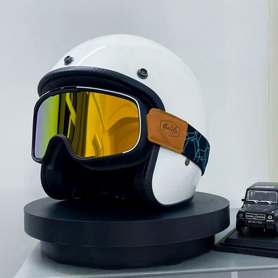 Половинчатый шлем из стекловолокна, мотоциклетный шлем в стиле ретро, мужской и женский всесезонный шлем для электромобиля, полушлем из композитного волокна
