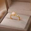 Women's Swivel Sun Opal Ring Stainless Steel Retro Charm Adjustable Open Rings Party Jewelry Best Friend Gift Feminine Costume Jewelry