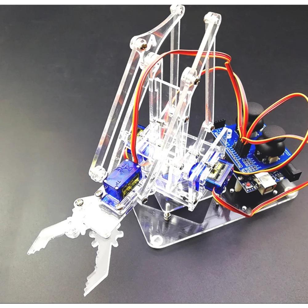 SG90 MG90S 4 DOF Несобранный Акриловый Механический Робот-Манипулятор Клешня Комплект Для Arduino Роботизированная Рука STEAM Комплект Программирование Роботизированной Руки