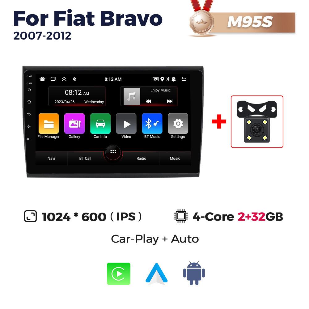 NaviFly Android Car Radio Smart Systems Player Wireless Carplay 2Din For Fiat Bravo 2007 2008 2009 2010-2012 Android GPS DSP RDS