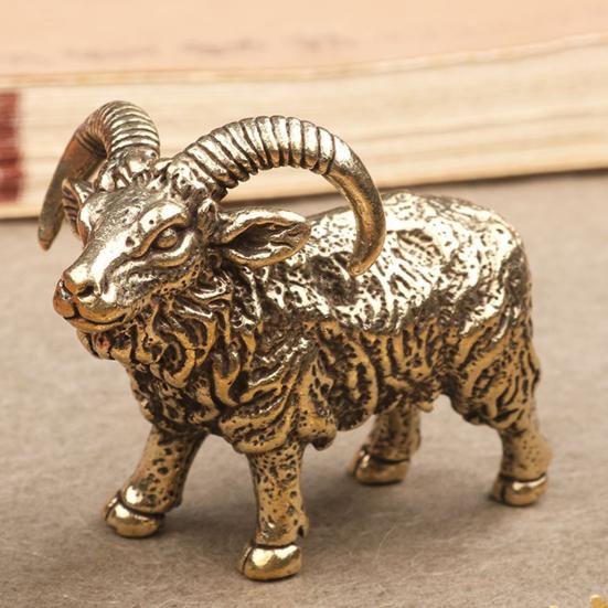Латунная статуэтка козла, мини-статуэтка козла, коллекционная ретро-скульптура животного для домашнего офиса, кабинета, стола, декора