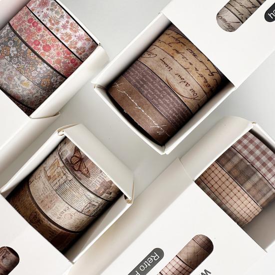 8 рулонов ретро-ленты васи, набор винтажной декоративной маскирующей ленты для скрапбукинга, принадлежностей для ведения дневника, поделок, подарочной упаковки