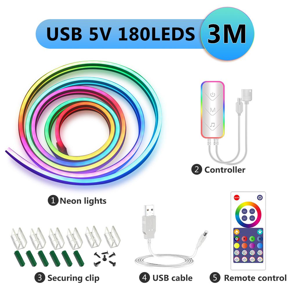 Tuya Smart LED Neon Light RGBIC Dreamcolor WS2812 Водонепроницаемая Гибкая Регулируемая Лента для Подсветки ТВ Игровая