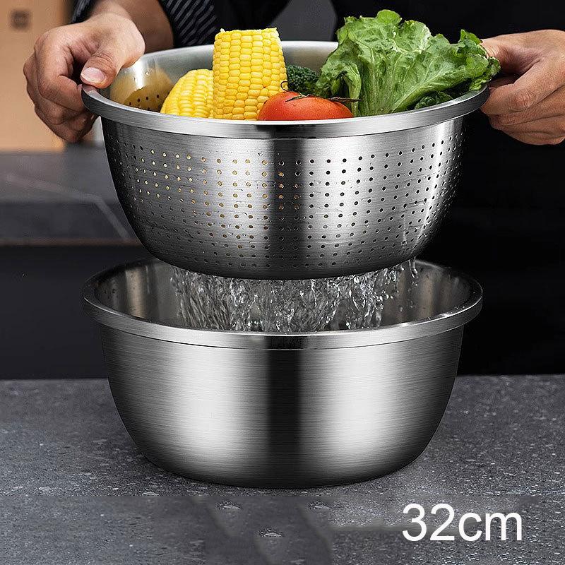 Multi Functional Stainless Steel Vegetable Bowl Drain Basket Kitchen Cooking Storage Tool Stainless Steel Sink Drainer Basket