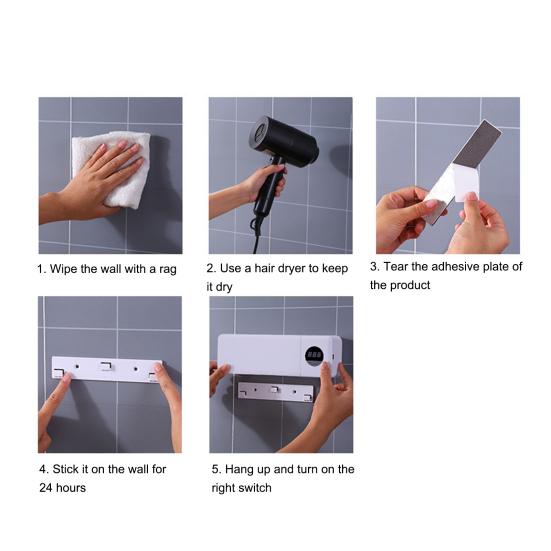 УФ-дезинфицирующее средство для зубных щеток с ЖК-дисплеем, 4 слота, USB-зарядка, настенный держатель для зубных щеток