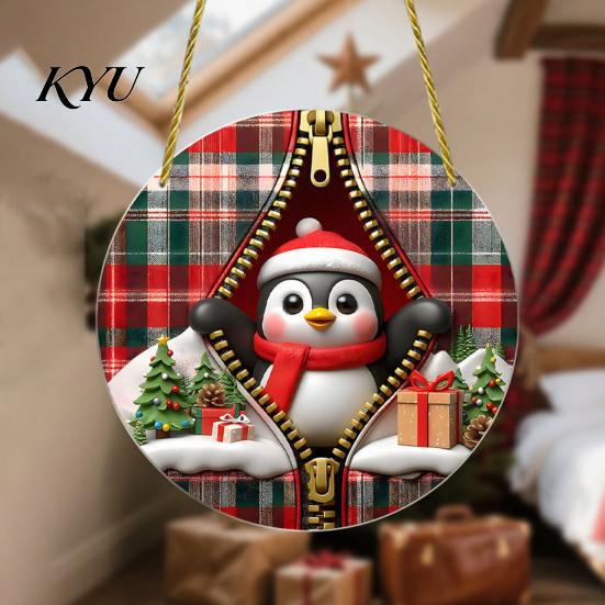 Lightweight 2D Acrylic Souvenirs Double-sided Christmas Hanging Ornaments, Xmas Cartoon Snowman/Penguin/Gingerbread Man/Santa Claus Ornaments