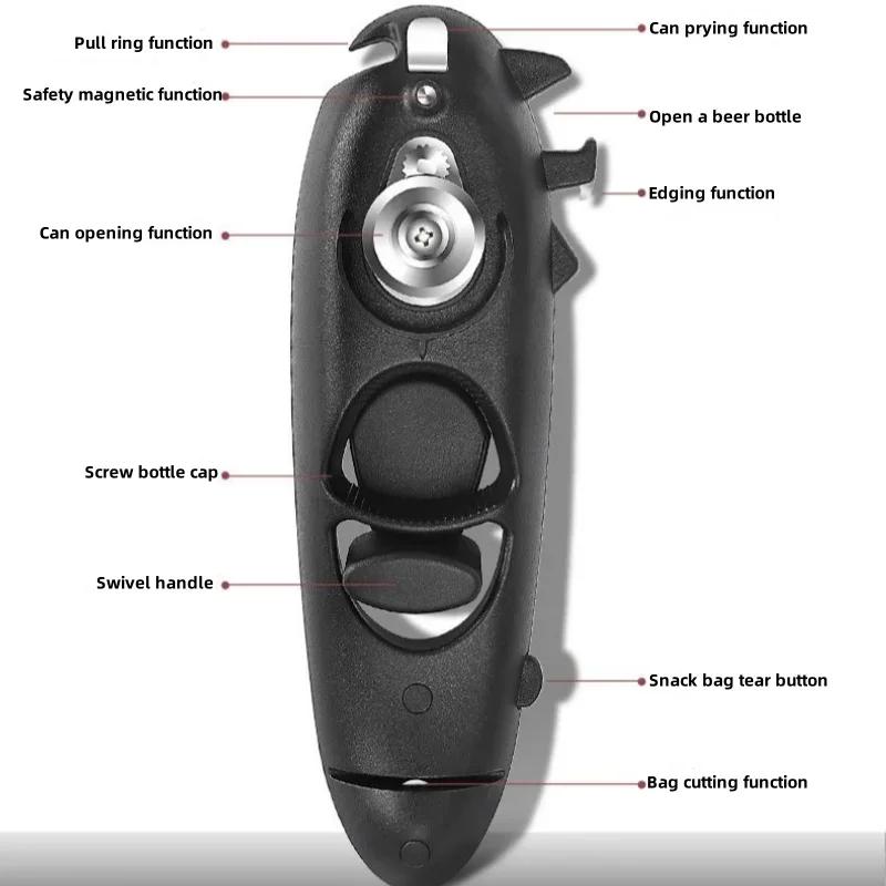 1 шт. многофункциональный открывалка для бутылок и банок, качественный консервный нож, открывалка для банок и крышек для пива, 8 в 1, кухонные принадлежности, кухонные аксессуары, гаджеты